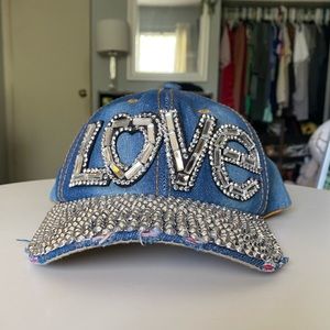 LOVE bling Y2K denim baseball cap